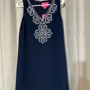 Lilly Pulitzer Penelope Shift Dress with Gold and Blue Accents